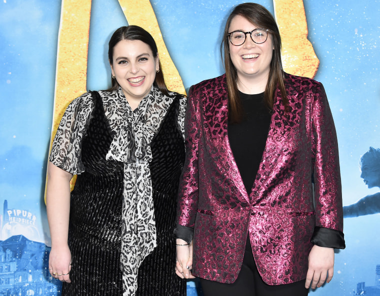 Beanie Feldstein and Bonnie Chance Roberts held hands on the red carpet at the the world premiere of "Cats" at New York City's Lincoln Center on December 16, 2019.