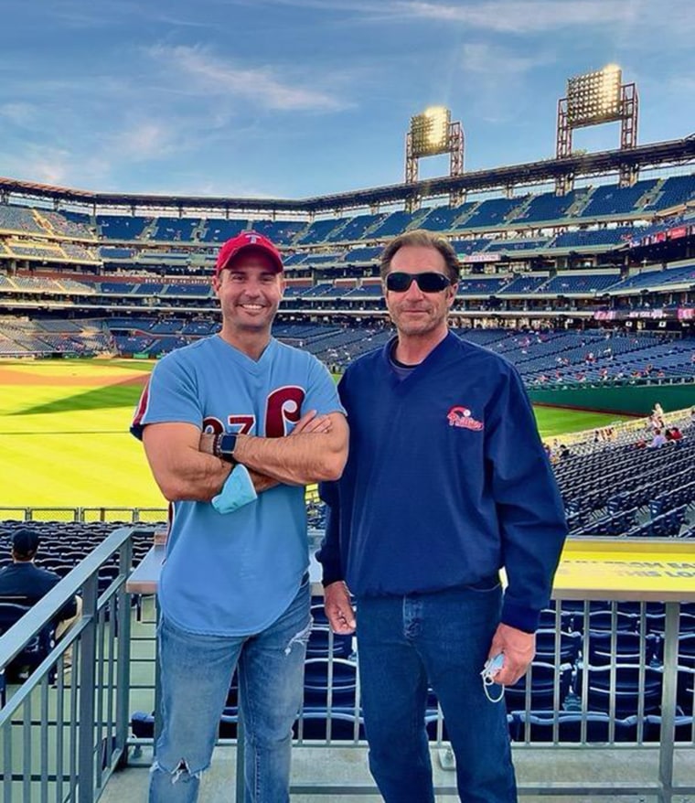 Schaeffer with his dad, Randy, at a Phillies game.