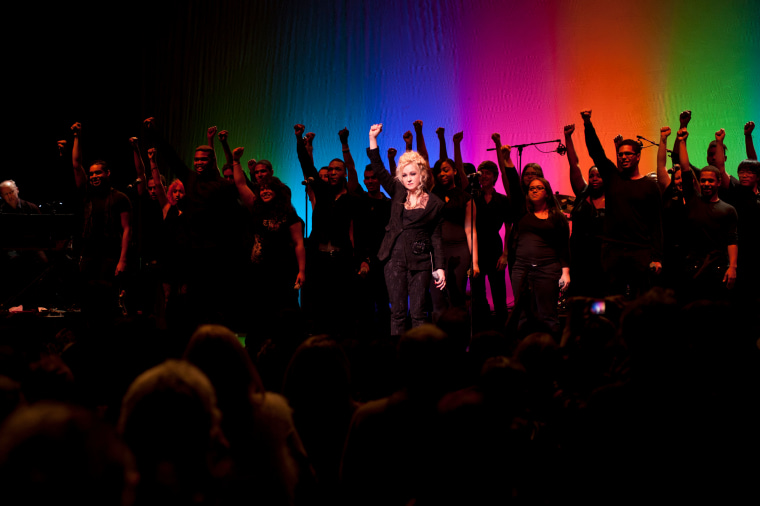 Cyndi Lauper performs during a fundraiser for her non-profit True Colors United.