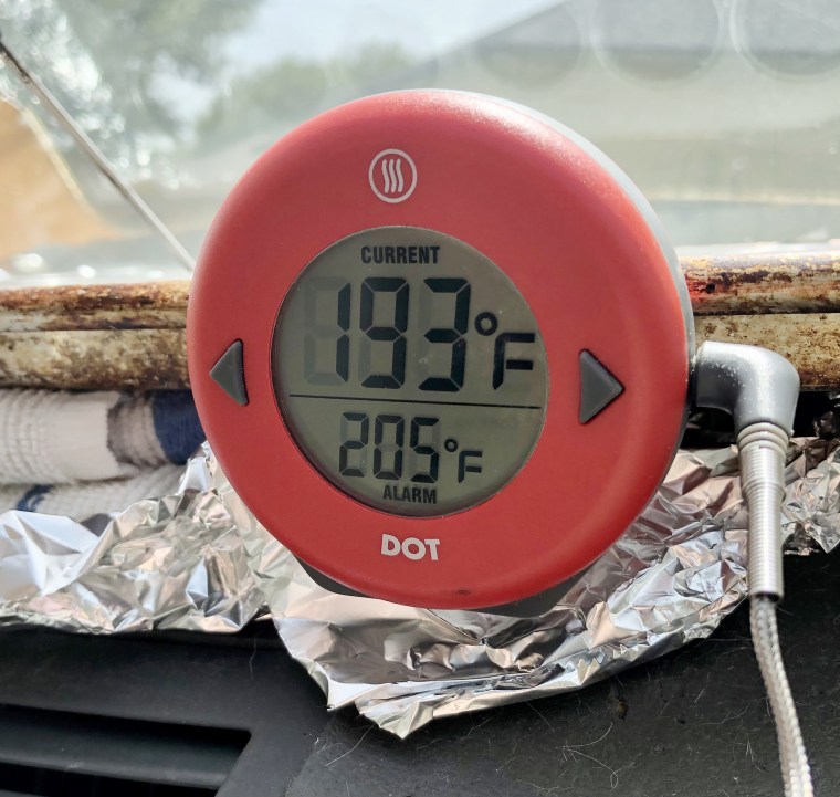 The internal temperature of my dashboard cupcakes reached an incredible 193 F.