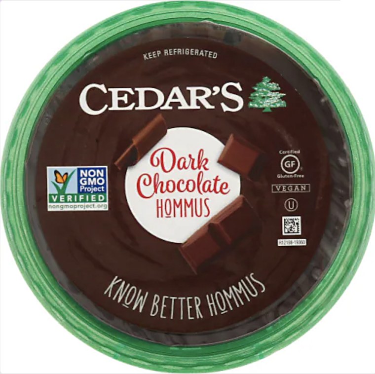 Cedar's Dark Chocolate Hommus is dense but spreadable, almost like a thick peanut butter.