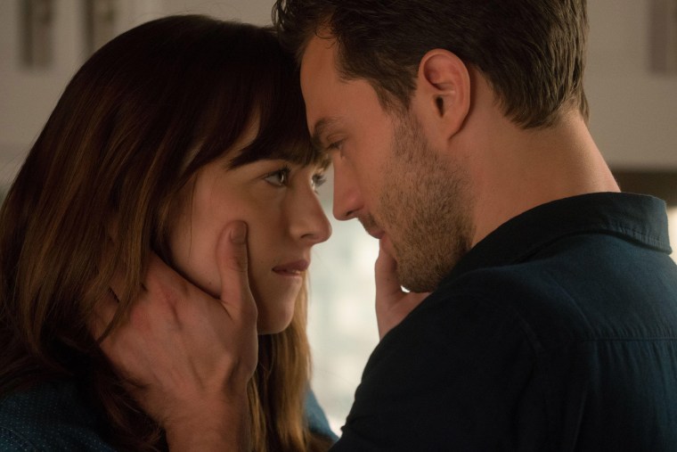 Dakota Johnson and Jamie Dornan as Anastasia Steele and Christian Grey in "Fifty Shades Darker." 