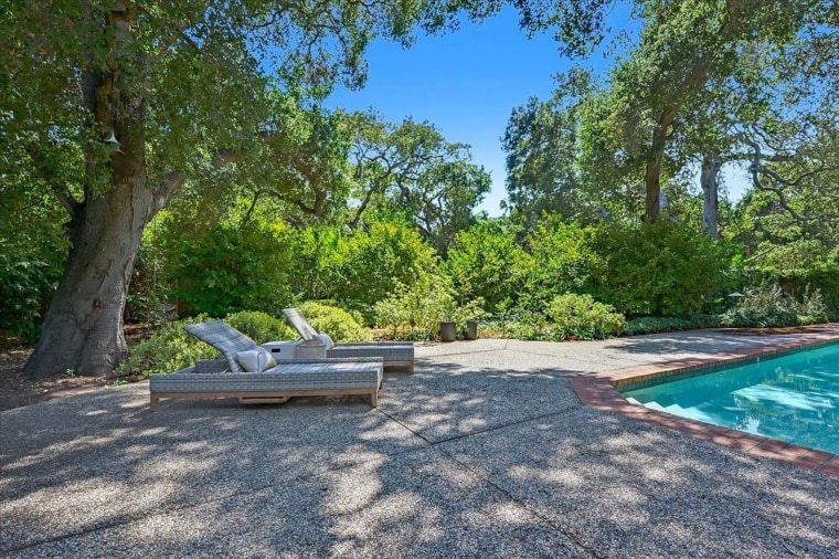 The home's landscaping was designed by renowned landscape architect Thomas Church.