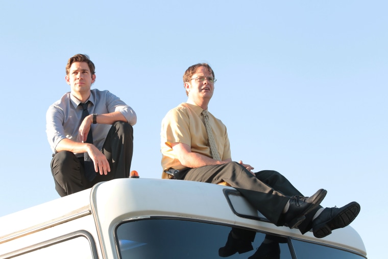 John Krasinski as Jim Halpert, Rainn Wilson as Dwight Schrute