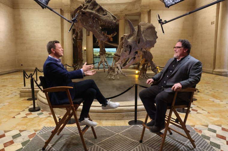 Jon Favreau and Willie Geist at the Natural History Museum of LA on Tuesday, June 21, 2022