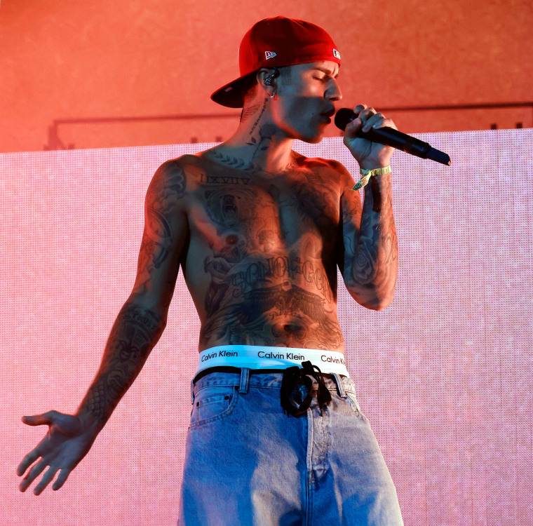Justin Bieber performs onstage during the 2022 Coachella Valley Music And Arts Festival on April 15, 2022 in Indio, California.