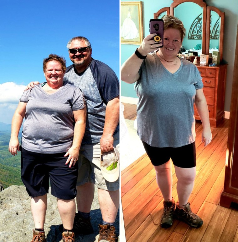 Karen Westbrook Johnson's husband joins her on walks and has lost 12 pounds of his own.