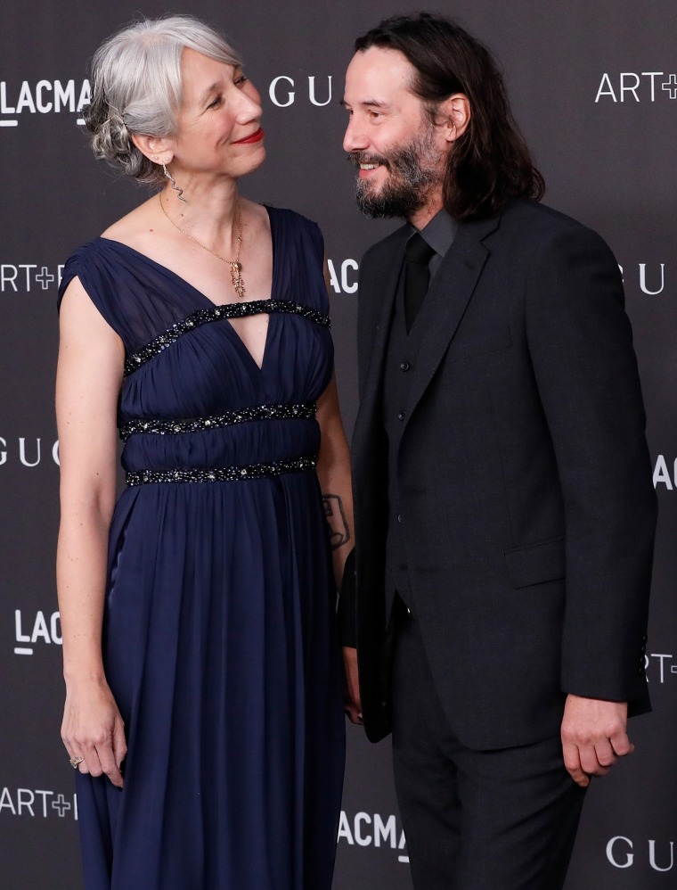 Alexandra Grant looks endearingly at Keanu Reeves as they attend the 2019 LACMA Art + Film Gala at LACMA in November 2019.