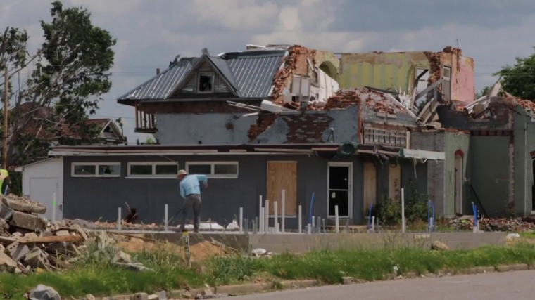The town's residents are still engaged in the long process of rebuilding.