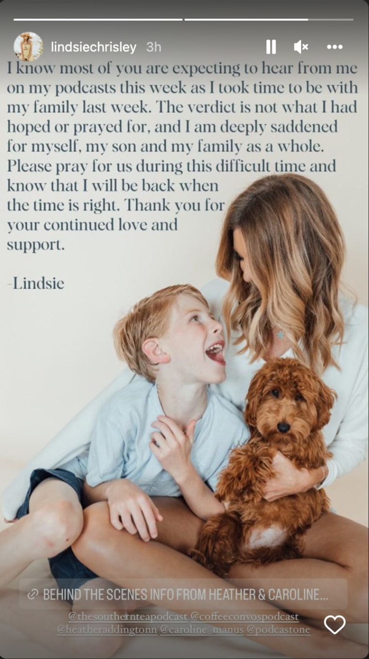 Lindsie Chrisley addressed the verdict of her father and stepmother in a post on her Instagram story in which she described their verdict as something she had not  "hoped or prayed for."
