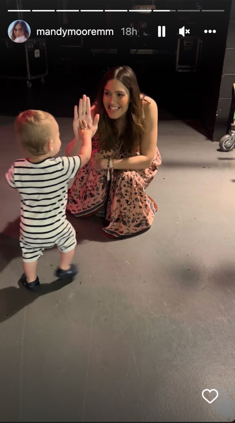 Mandy Moore gets a greeting from her biggest fan.