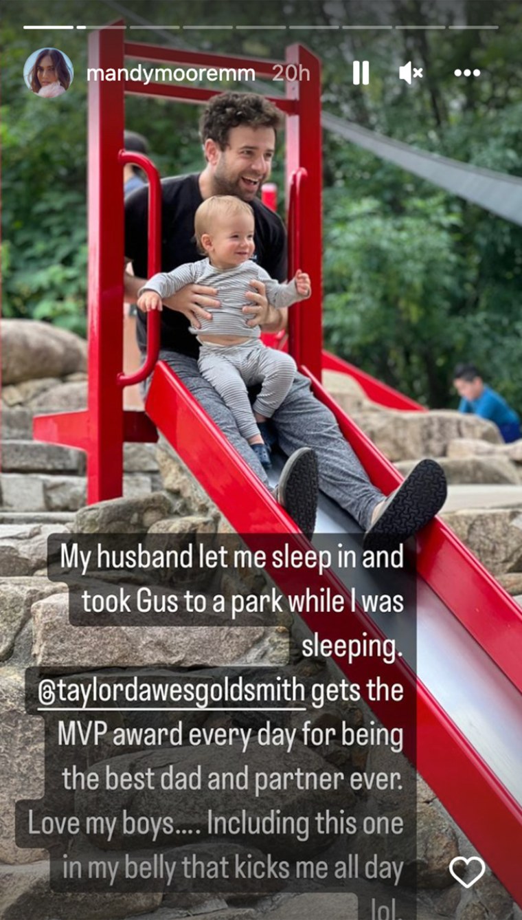 Mandy Moore's husband, Taylor Goldsmith, has some fun with son Gus.