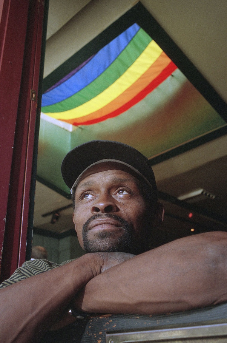 Former Major League Baseball player Glenn Burke sits in a Castro District restaurant in San Francisco in 1993. 