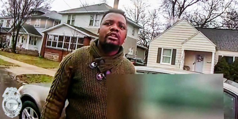 A dashcam video shows Patrick Lyoya, 26, after a Grand Rapids, Mich., police officer pulled him over April 4 over an unregistered license plate. The video was blurred by police.