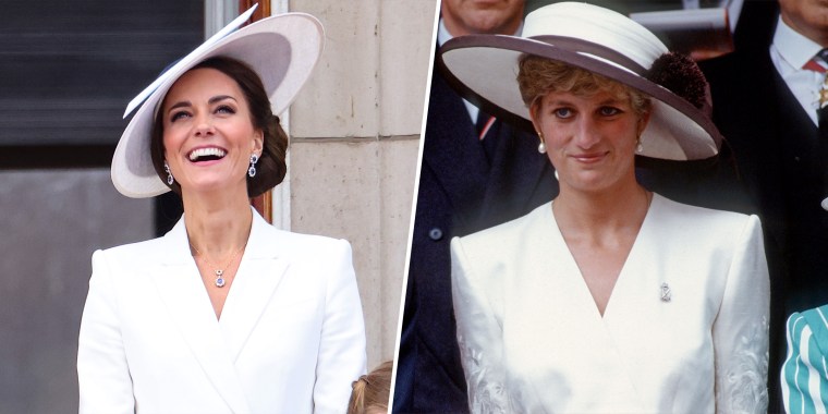 Kate Middleton's outfit at the queen's Platinum Jubilee looked very similar to an outfit Princess Diana wore in 1991.