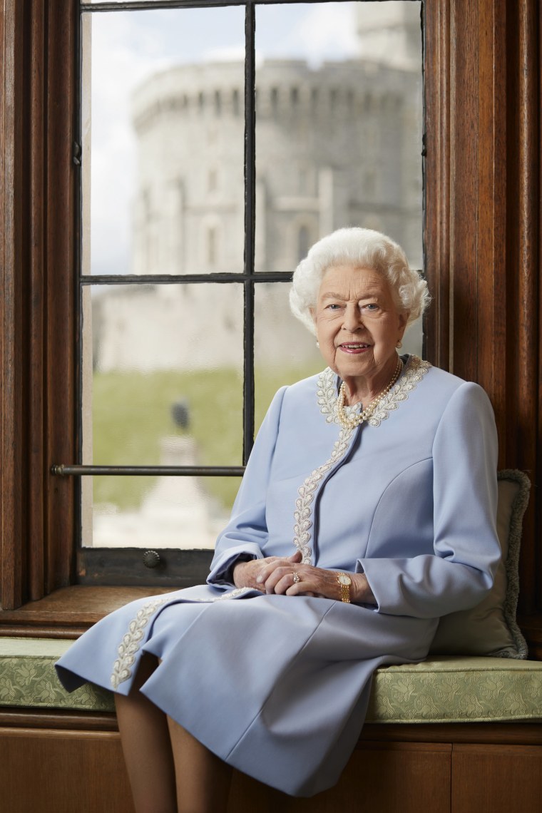 Queen Elizabeth II poses for her Platinum Jubilee portrait.