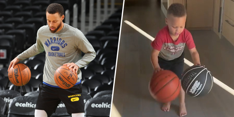 Stephen Curry, left, and his son, Canon.