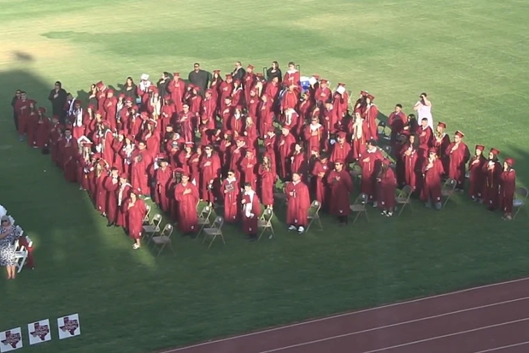 Partial view of the Uvalde High School graduation class of 2022.