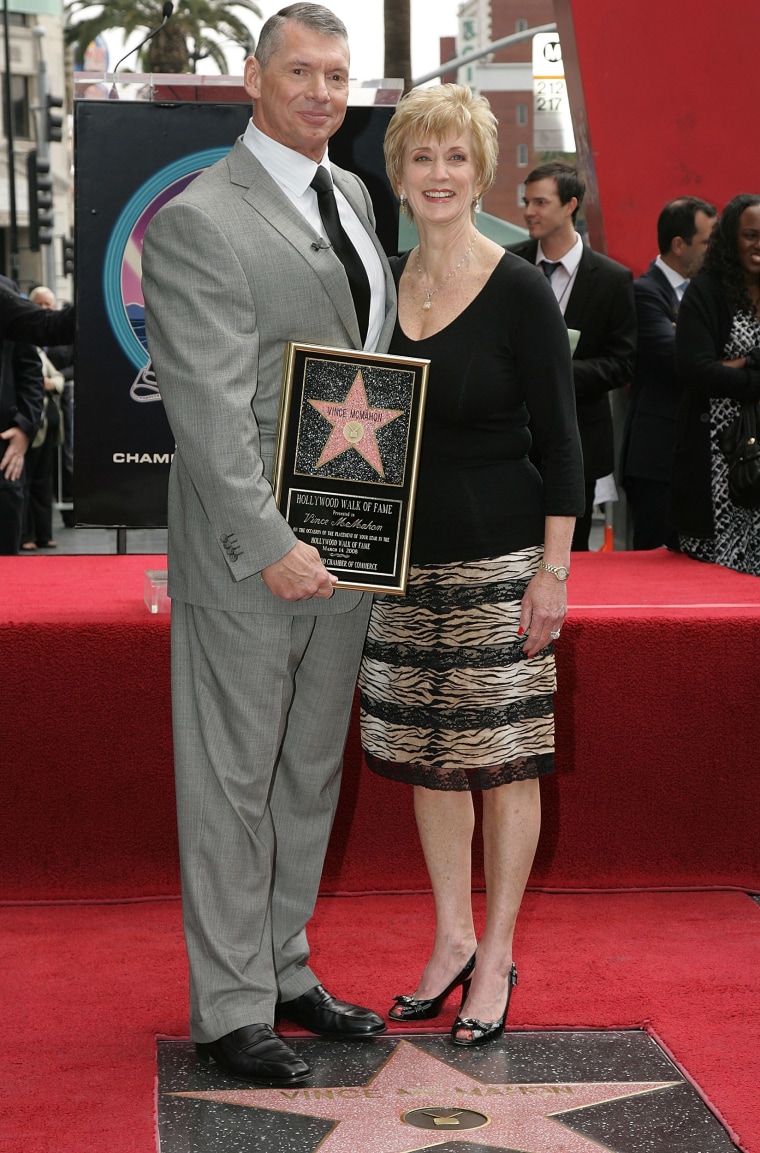 McMahon, seen here with his wife, Linda McMahon, was honored with a star on the Hollywood Walk of Fame in 2008.