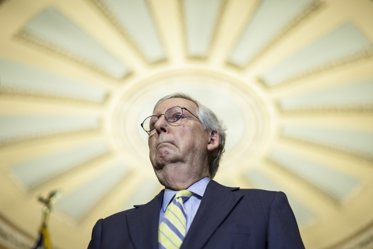 Senate Minority Leader Mitch McConnell, R-Ky., speaks at the Capitol on May 3, 2022.
