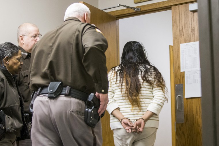 Purvi Patel is taken into custody after being sentenced to 20 years in prison for feticide and neglect of a dependent on March 30, 2015, at the St. Joseph County Courthouse in South Bend, Ind. Patel's sentence was later overturned.