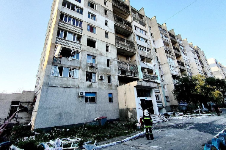 Rescue workers were on the scene at an apartment building in the Odesa region early on Friday morning. 