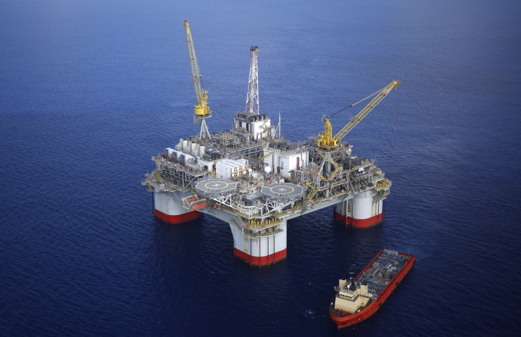 An oil platform in the Gulf of Mexico