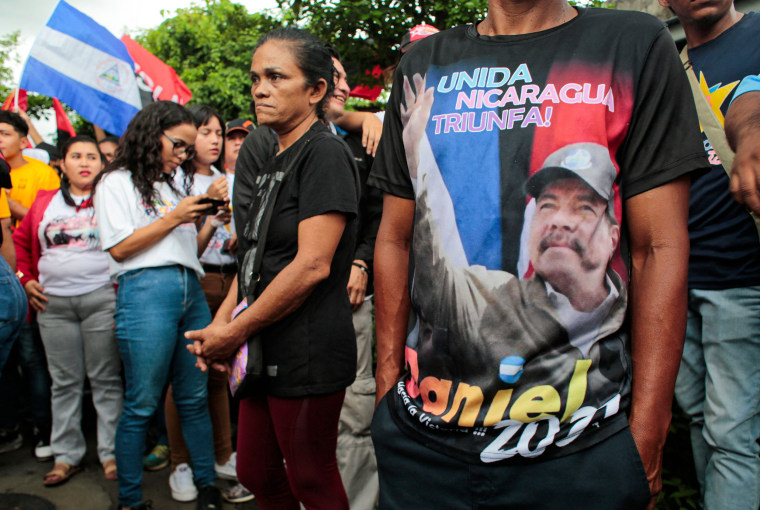 Supporters of Nicaraguan President Daniel Ortega