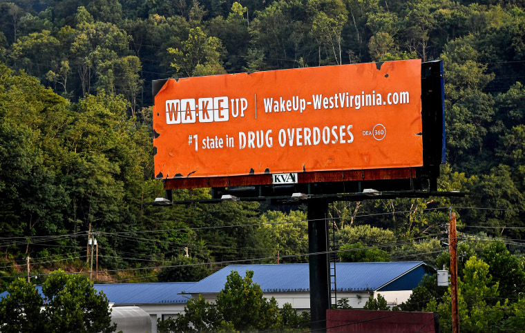 A public service billboard seen along I-64 near Charlestown, W.Va., on July 20, 2017.