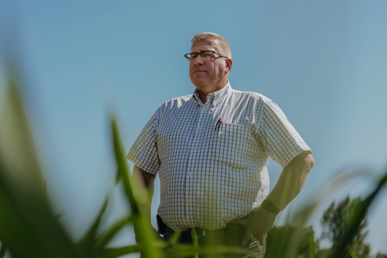 Image: Darren Bailey, a farmer and the front-runner in the Republican primary for governor of Illinois, in a corn field in Green Valley, Ill., June 20, 2022.