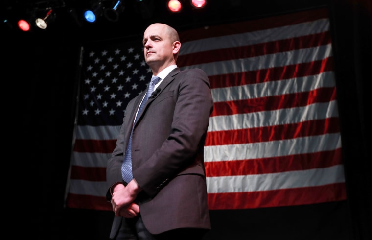 Independent presidential candidate Evan McMullin waits to speak to supporters at an election night party on Nov. 8, 2016, in Salt Lake City.
