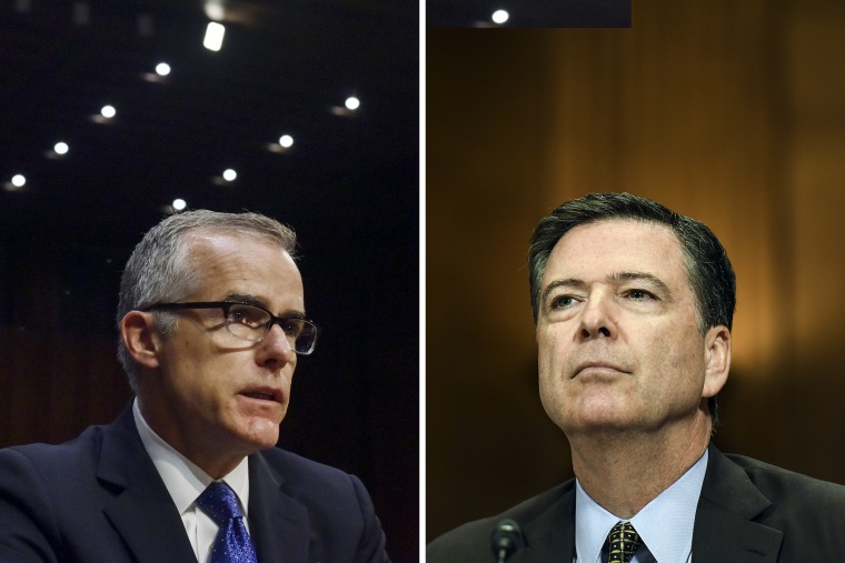 Image: Andrew McCabe, left, and James Comey.
