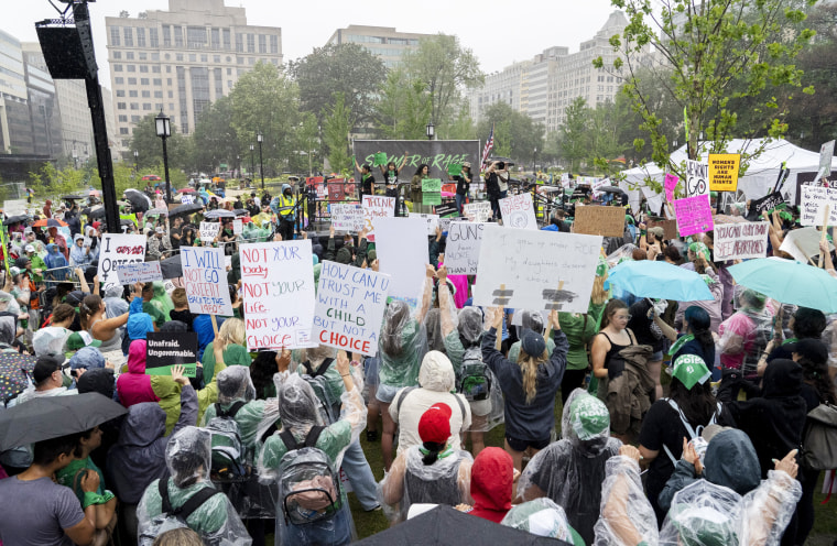 Abortion rights demonstrators gather in Franklin Square Park