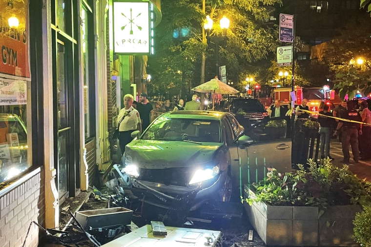 The scene of a car accident in Chicago on July 8, 2022.
