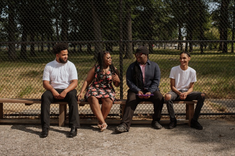 Image: Christopher Jaco, Kayla Goshay, Christian Randle and Renard Baldwin are members of Empowering Foster Youth Through Technology, which is pushing for better state oversight of education in facilities.