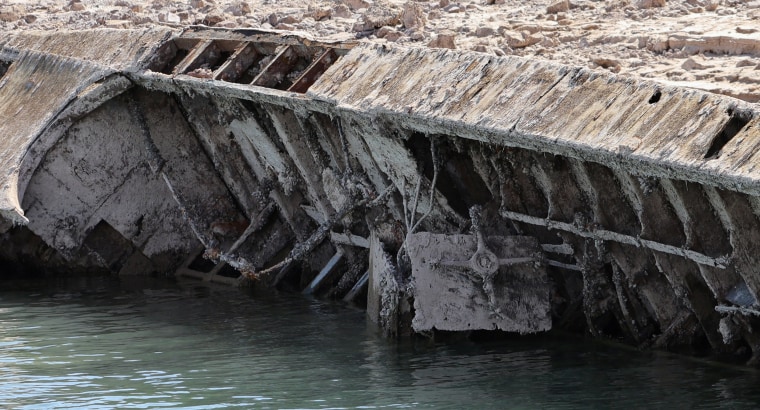 Image: World War II-Era Boat Now Visible In Lake Mead, As Its Water Level Continues To Recede
