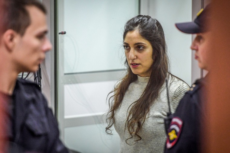 Naama Issachar, 19 Aralık 2019'da Moskova Bölge Mahkemesi'ndeki temyiz duruşmasına katıldı.