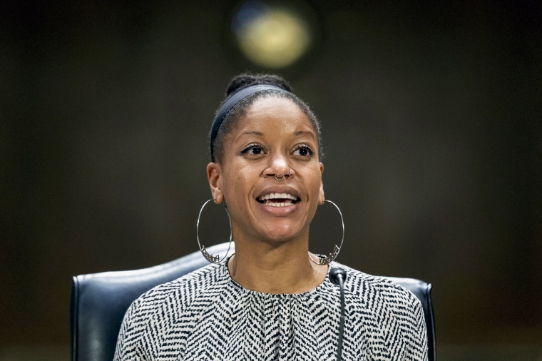 UC Berkeley School of Law professor Khiara Bridges speaks during a Senate Judiciary Committee Hearing to examine a post-Roe America, focusing on the legal consequences of the Dobbs decision, on Capitol Hill on July 12, 2022.