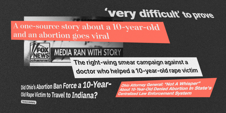 Photo illustration of headlines surrounding the story of a 10-year-old rape victim who was denied an abortion in Ohio.