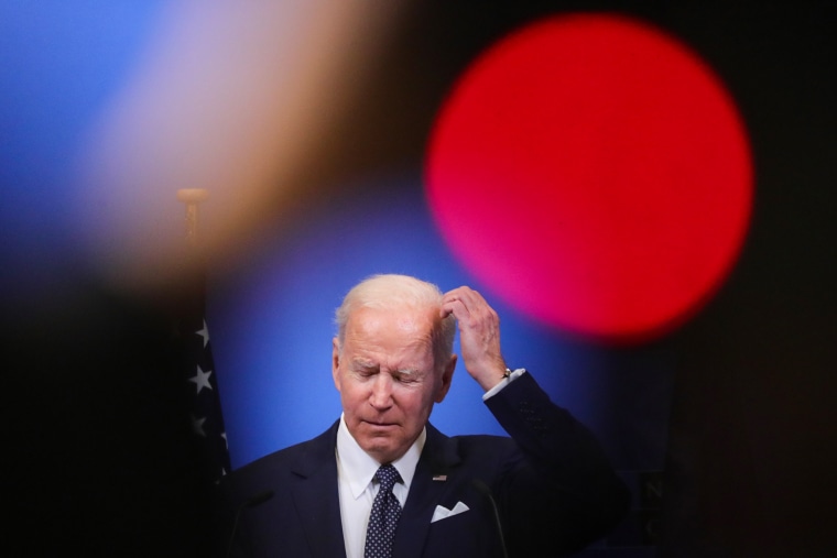 President Joe Biden attends a press conference at the NATO Headquarters in Brussels, Belgium, on March 24, 2022.