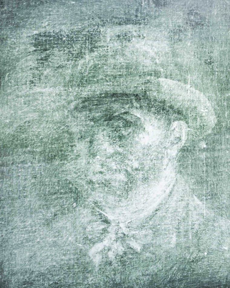 A close up of Van Gogh's hidden self portrait.