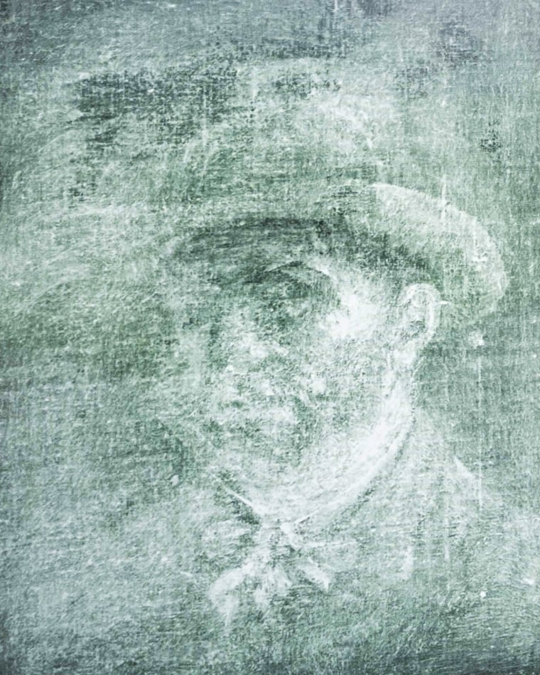 A close up of Van Gogh's hidden self portrait. 