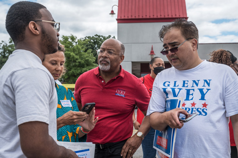 Congressional candidate Glenn Ivey campaigns in District Heights, MD on June 18, 2022.