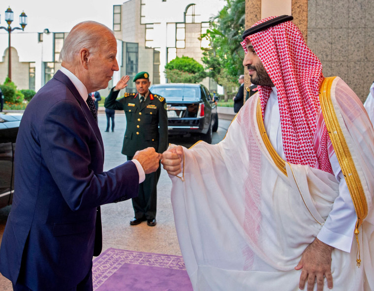 Image: Saudi Crown Prince Mohammed bin Salman bumps fists with Joe Biden