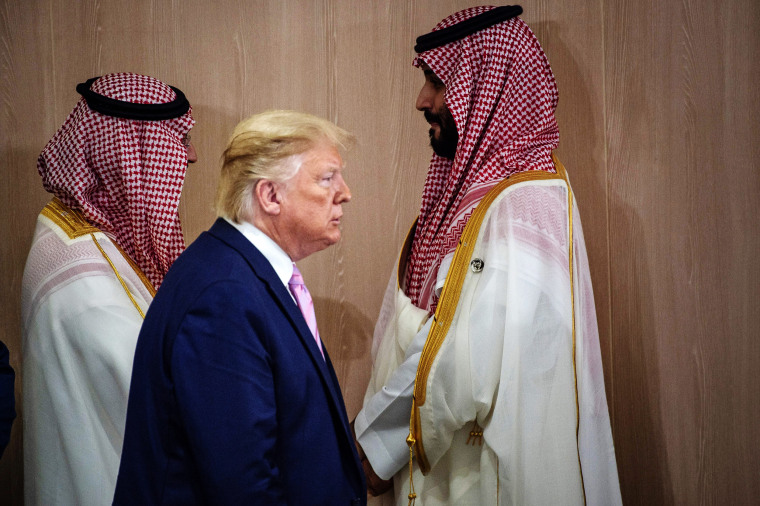 Then President Donald Trump and Saudi Arabia's Crown Prince Mohammed Bin Salman