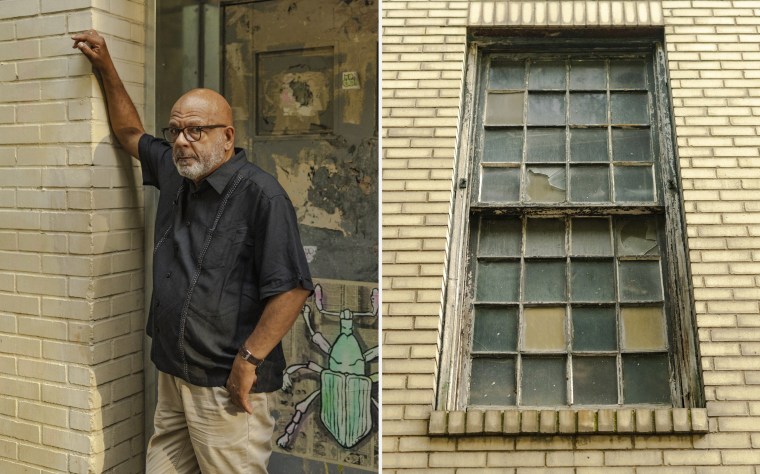 Eric K. Washington in front of the Former Colored School No. 4 on West 17th Street in the Chelsea neighborhood of Manhattan.