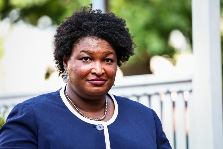 Stacey Abrams, Democratic gubernatorial candidate for Georgia, departs a campaign event in Reynolds, Ga., on June 4, 2022.