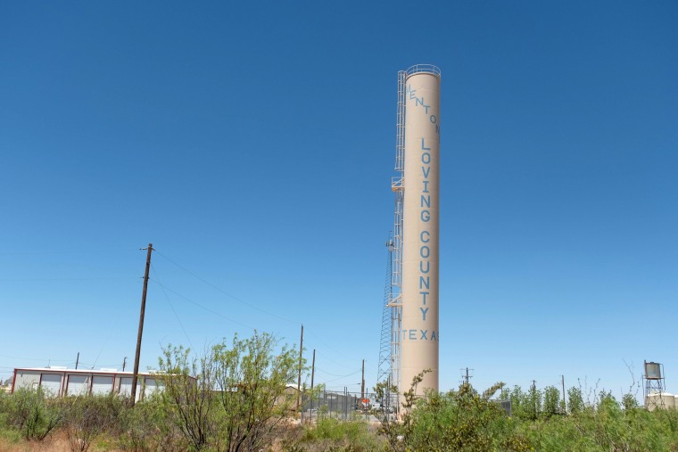 Image: A water tower in Loving County.