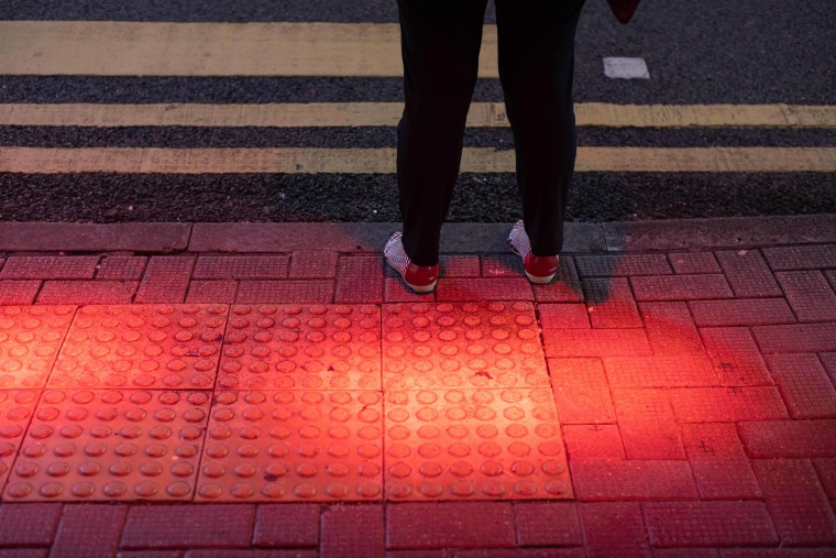 Testing of safety device at a road crossing., Hong Kong, China - 07 Jul 2022