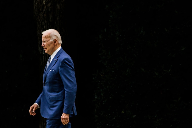 President Joe Biden walks to Marine One from the Oval Office at the White House on July 8, 2022.